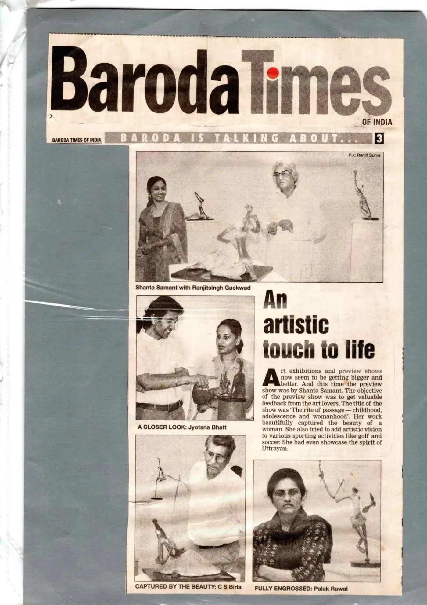 Baroda Times of India, 2003 — An artistic touch to life